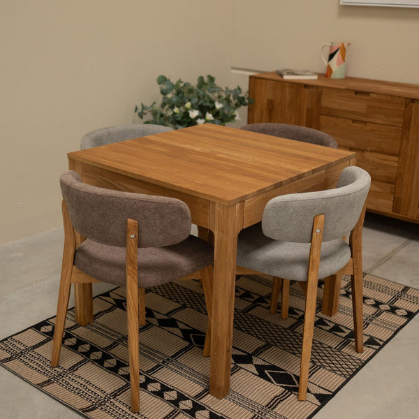 Chaise en bois massif de chêne Claus, revêtement Gris/Marron - Lot de 2 ou 4 chaises - VESKOR