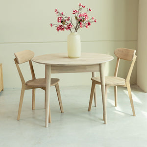 Table à manger ronde extensible en chêne massif Escandi 3 – 100-130 x 100 x 75 cm - NordicStory