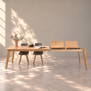 Table de salle à manger extensible en chêne massif avec 2 rallonges KAMBIO 2 - VESKOR