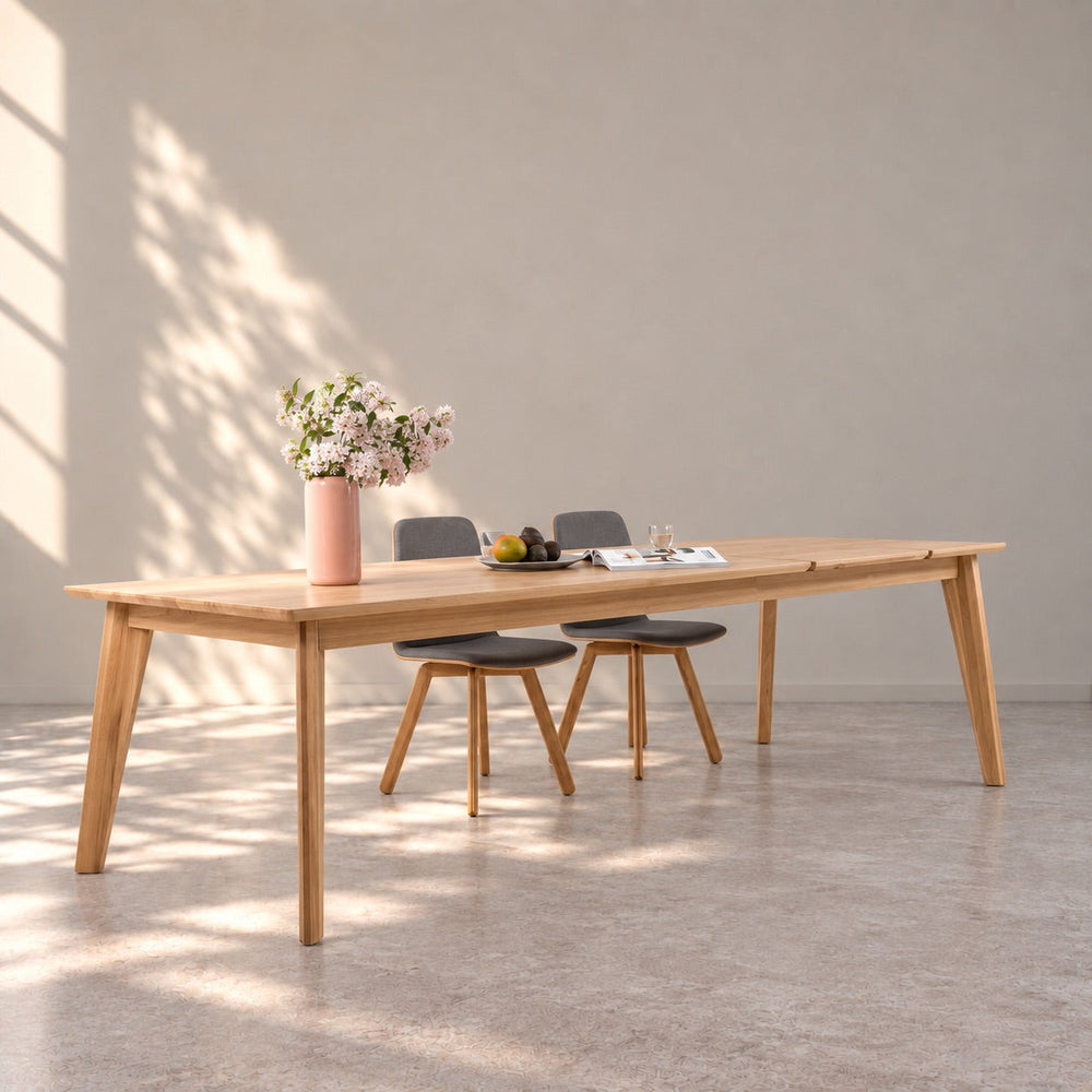 Table de salle à manger extensible en chêne massif avec 2 rallonges KAMBIO 2 - VESKOR