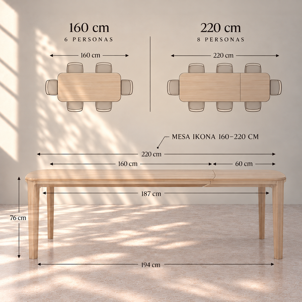Table de salle à manger extensible en chêne massif IKONA - VESKOR