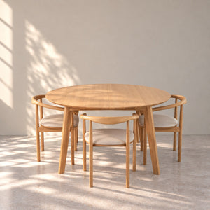 Table de salle à manger extensible ronde en chêne massif SAGA - VESKOR
