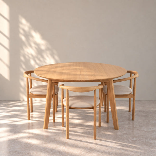 Table de salle à manger extensible ronde en chêne massif SAGA - VESKOR