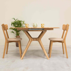 Table à manger ronde extensible en bois massif de chêne Carmen - NordicStory
