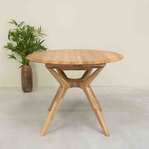 Table à manger ronde extensible en bois massif de chêne Carmen - NordicStory