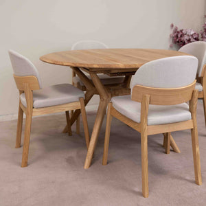 Table à manger ronde extensible en bois massif de chêne Carmen - NordicStory