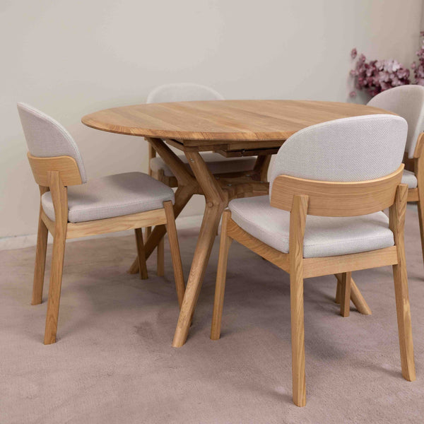 Table à manger ronde extensible en bois massif de chêne Carmen - NordicStory