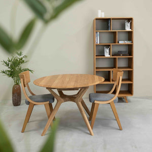 Table à manger ronde extensible en bois massif de chêne Carmen - NordicStory