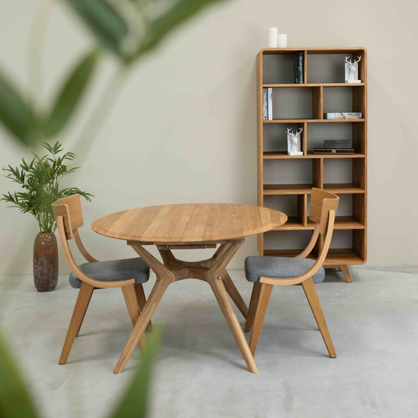 Table à manger ronde extensible en bois massif de chêne Carmen - NordicStory