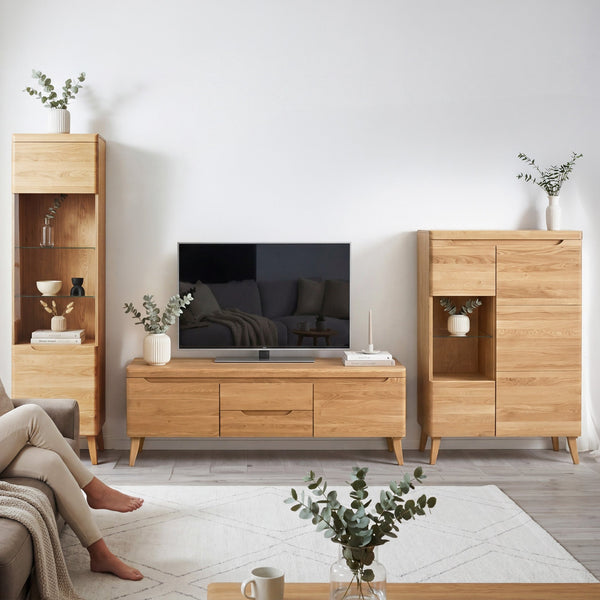 Buffet vitrine en bois massif de chêne Milan 1 - NordicStory
