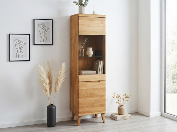 Buffet vitrine en bois massif de chêne Milan 1 - NordicStory