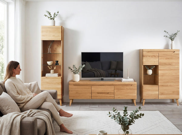 Buffet vitrine en bois massif de chêne Milan 1 - NordicStory