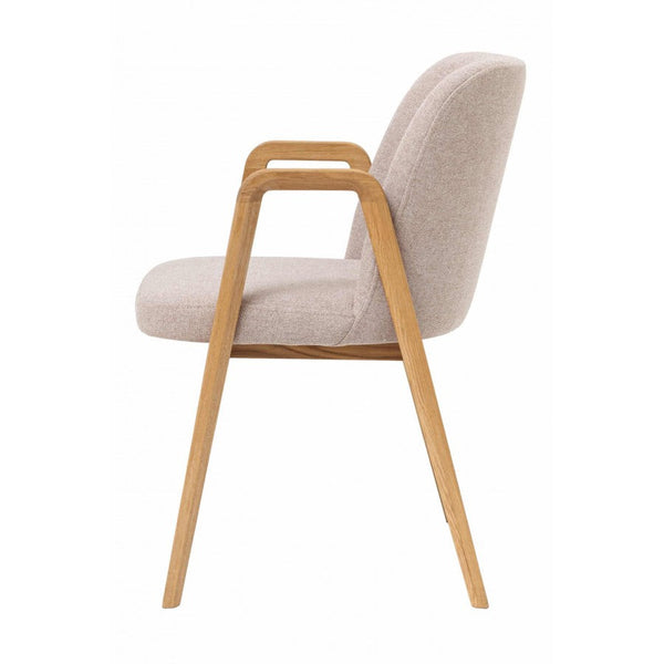 Chaise de salle à manger en bois massif de chêne Chill, revêtement en tissu Gris / Beige – Lot de 2 ou 4 chaises - VESKOR