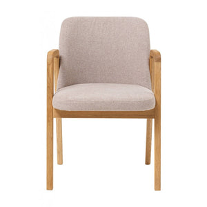Chaise de salle à manger en bois massif de chêne Chill, revêtement en tissu Gris / Beige – Lot de 2 ou 4 chaises - VESKOR