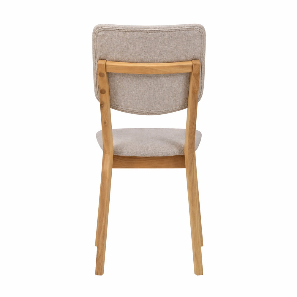 Chaise de salle à manger en bois massif de chêne Tallin, revêtement en tissu Gris / Beige – Lot de 2 ou 4 chaises - VESKOR