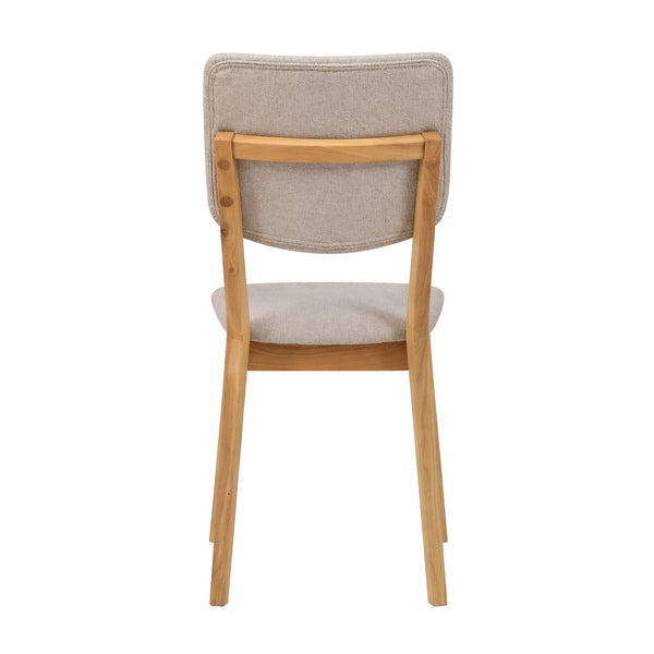Chaise de salle à manger en bois massif de chêne Tallin, revêtement en tissu Gris / Beige – Lot de 2 ou 4 chaises - VESKOR