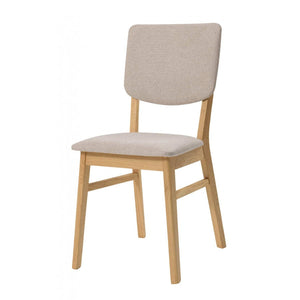 Chaise de salle à manger en bois massif de chêne Tallin, revêtement en tissu Gris / Beige – Lot de 2 ou 4 chaises - VESKOR