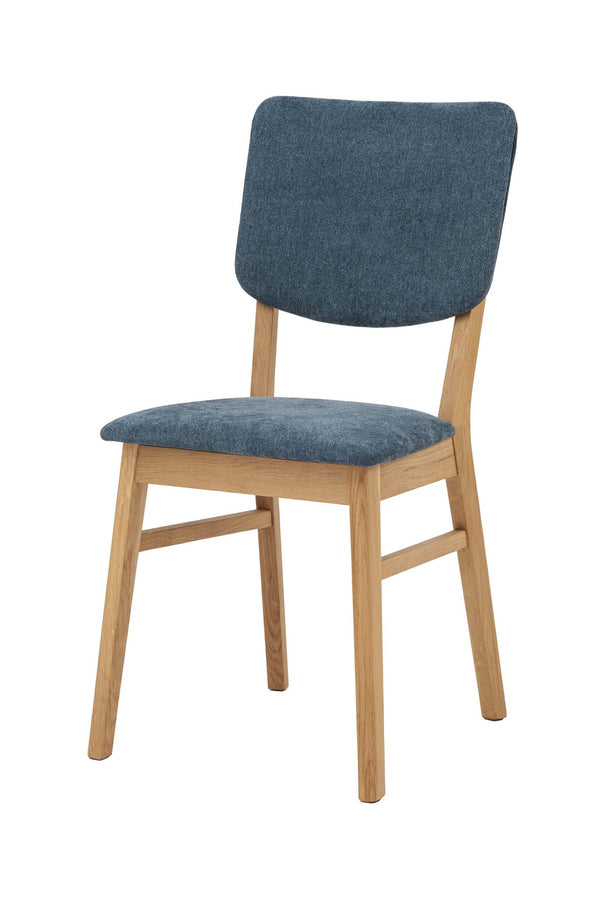 Chaise de salle à manger en bois massif de chêne Tallin, revêtement en tissu Gris / Beige – Lot de 2 ou 4 chaises - VESKOR