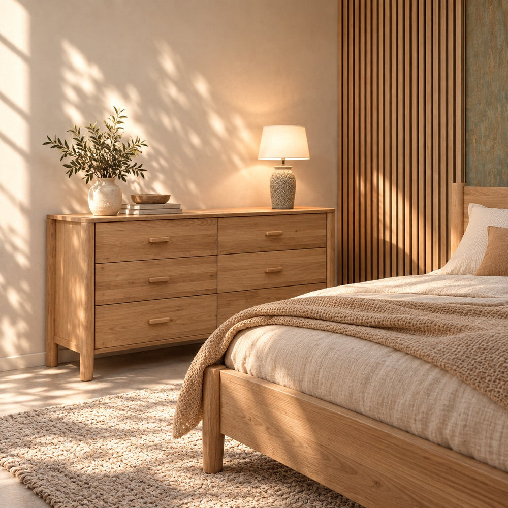 Buffet commode en bois massif de chêne AURA - VESKOR