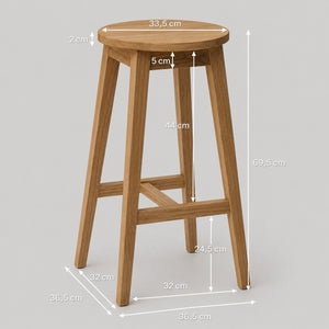 Lot de 2 tabourets de bar Diana en chêne massif - NordicStory