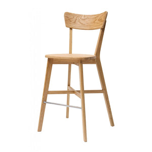 Tabouret de bar avec dossier en bois massif de chêne Diana – NordicStory
