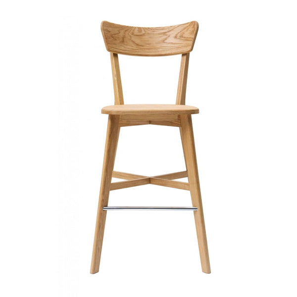 Tabouret de bar avec dossier en bois massif de chêne Diana – NordicStory