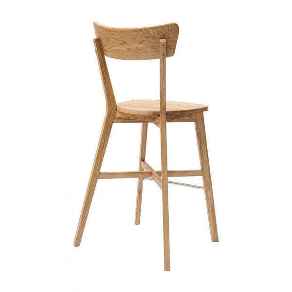 Tabouret de bar avec dossier en bois massif de chêne Diana – NordicStory