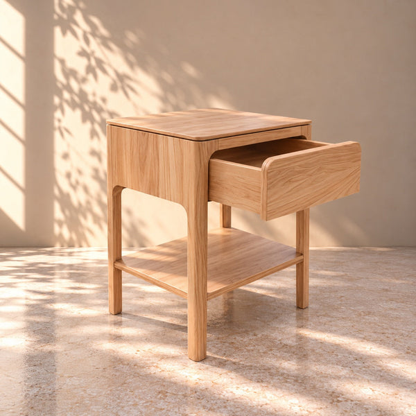 Table d'appoint avec étagère en hêtre massif CREATIV - VESKOR