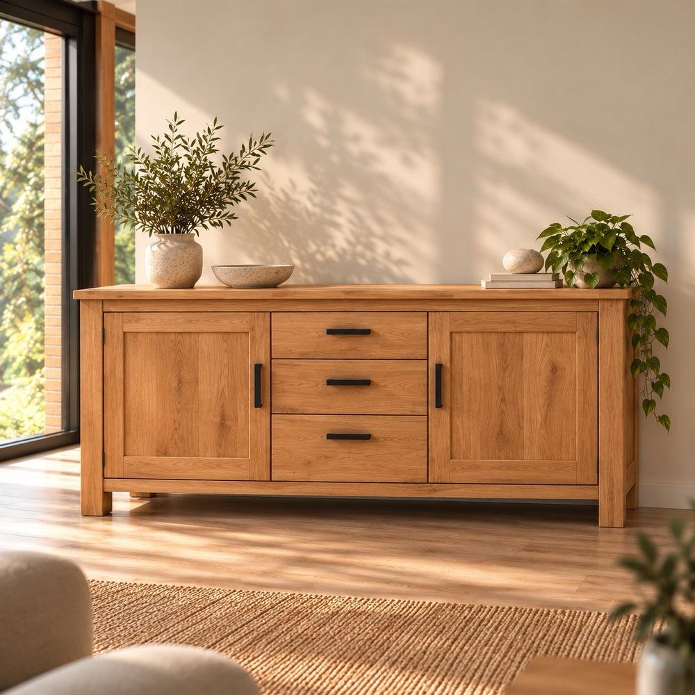 Buffet commode en bois massif de chêne Aden - NordicStory