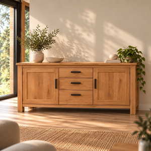 Buffet commode en bois massif de chêne Aden - NordicStory