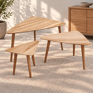Ensemble de 3 tables basses empilables en bois de hêtre massif NOSTALGIA - VESKOR