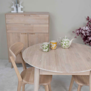 Table à manger ronde extensible en chêne massif Escandi 3 – 100-130 x 100 x 75 cm - NordicStory