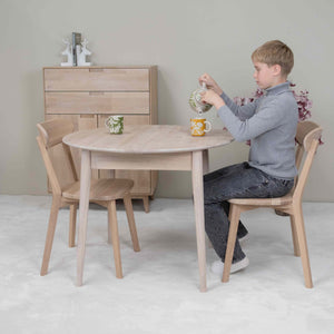 Table à manger ronde extensible en chêne massif Escandi 3 – 100-130 x 100 x 75 cm - NordicStory