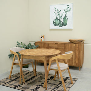 Table à manger ronde extensible en chêne massif Escandi 3 – 100-130 x 100 x 75 cm - NordicStory