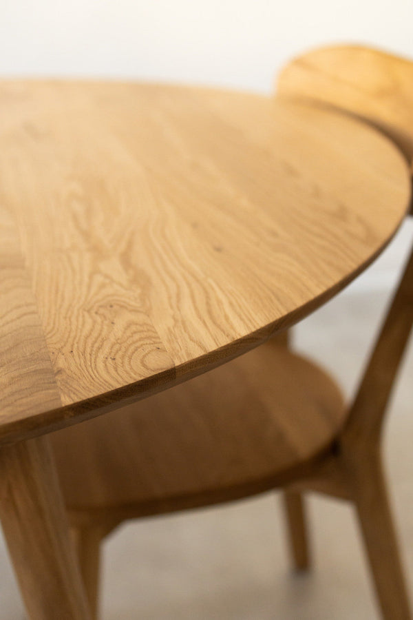 Table à manger ronde extensible en chêne massif Escandi 3 – 100-130 x 100 x 75 cm - NordicStory