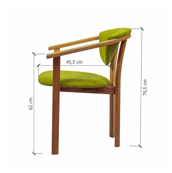 Chaise de salle à manger en bois massif de chêne Alexis, revêtement en tissu Vert Pomme – Lot de 2 ou 4 chaises - NordicStory
