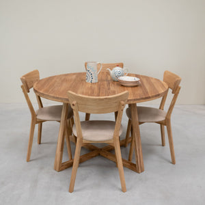 Chaise de salle à manger en bois massif de chêne Diana, revêtement Beige – Lot de 2 ou 4 chaises - NordicStory