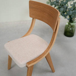 Chaise en bois massif de chêne Lucas, revêtement Gris/Beige - Lot de 2 ou 4 chaises - VESKOR