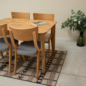 Chaise en bois massif de chêne Lucas, revêtement Gris/Beige - Lot de 2 ou 4 chaises - VESKOR