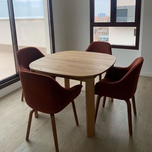 Table à manger ronde extensible en bois massif de chêne Victoria - VESKOR