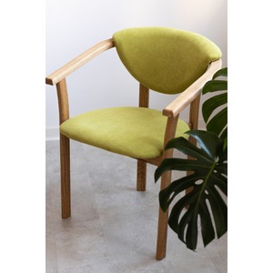 Chaise de salle à manger en bois massif de chêne Alexis, revêtement en tissu Vert Pomme – Lot de 2 ou 4 chaises - NordicStory