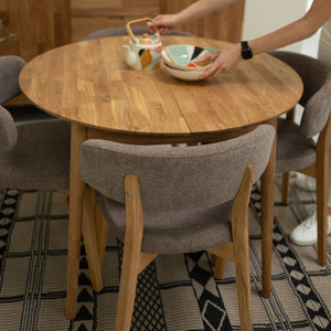 Chaise en bois massif de chêne Claus, revêtement Gris/Marron - Lot de 2 ou 4 chaises - VESKOR