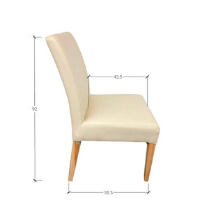 Chaise de salle à manger en bois massif de chêne Malaga, revêtement en simili cuir Beige – Lot de 2 ou 4 chaises - NordicStory