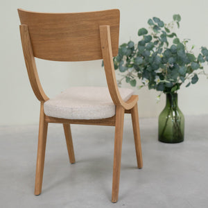 Chaise en bois massif de chêne Lucas, revêtement Gris/Beige - Lot de 2 ou 4 chaises - VESKOR