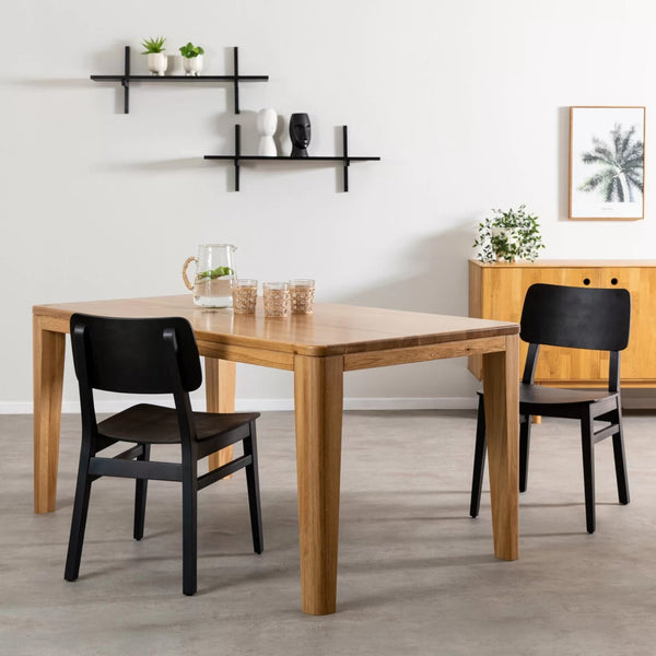 Chaise en bois massif de frêne Kodama, couleur noire - Lot de 2 ou 4 chaises - VESKOR