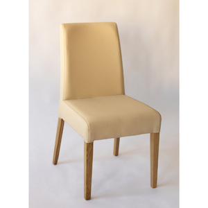 Chaise de salle à manger en bois massif de chêne Malaga, revêtement en simili cuir Beige – Lot de 2 ou 4 chaises - NordicStory