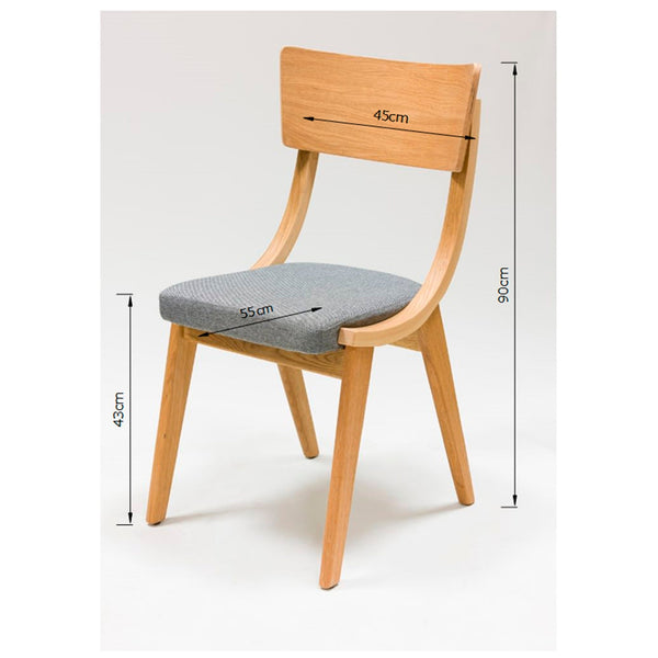 Chaise en bois massif de chêne Lucas, revêtement Gris/Beige - Lot de 2 ou 4 chaises - VESKOR