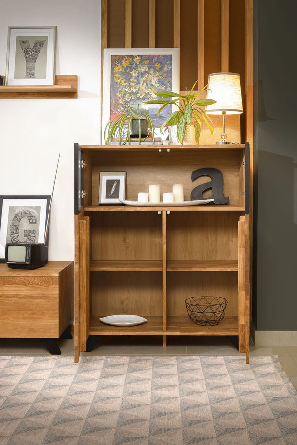 Commode vitrée en bois massif de chêne Moritz 1 - NordicStory