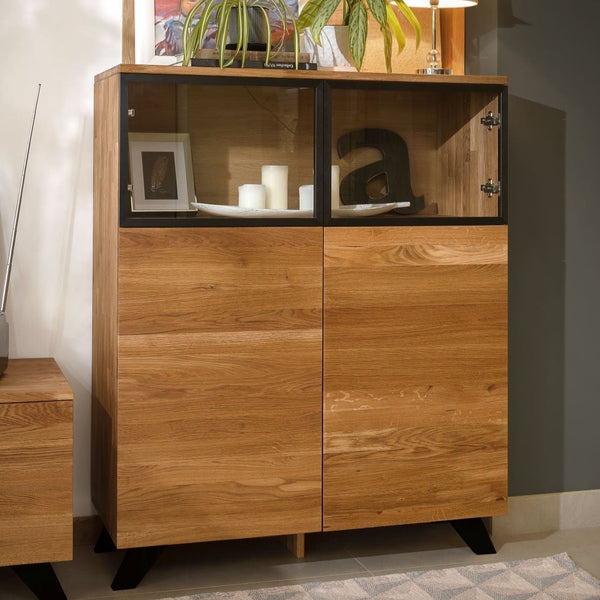 Commode vitrée en bois massif de chêne Moritz 1 - NordicStory