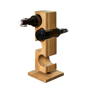 Porte-bouteilles en bois massif de chêne ALMA – Pour 4 bouteilles de vin - NordicStory